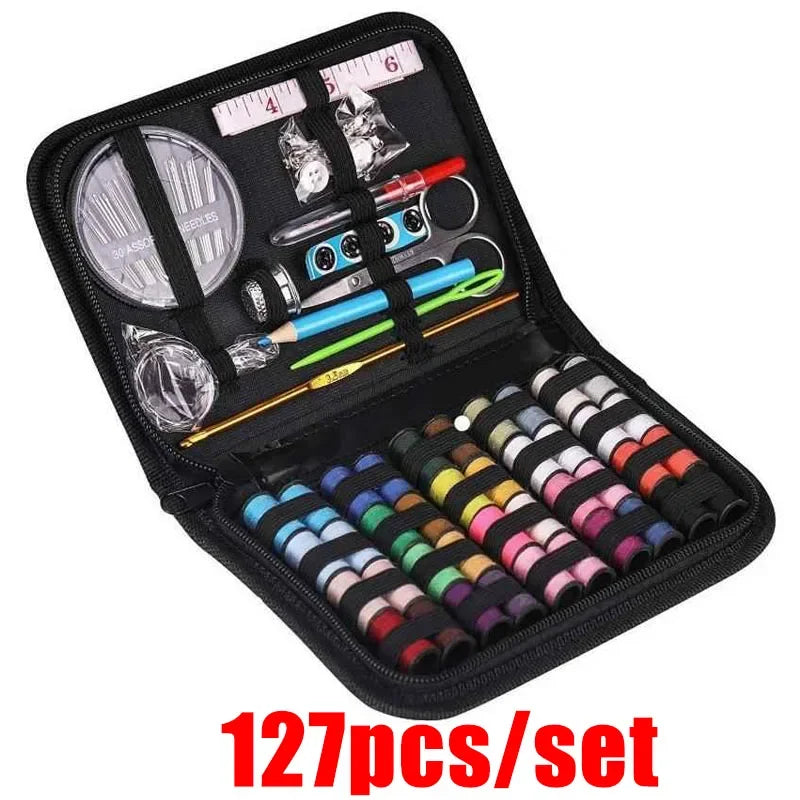Kit de couture de voyage portable 67 pièces - Aiguilles, fils, ciseaux, épingles, mètre ruban - Coffret de couture DIY