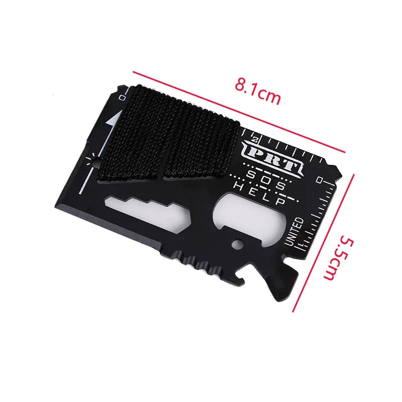 Carte outil multifonction 14-en-1 - Acier inoxydable qualité militaire - Coupe-fil, outil d'urgence EDC survie