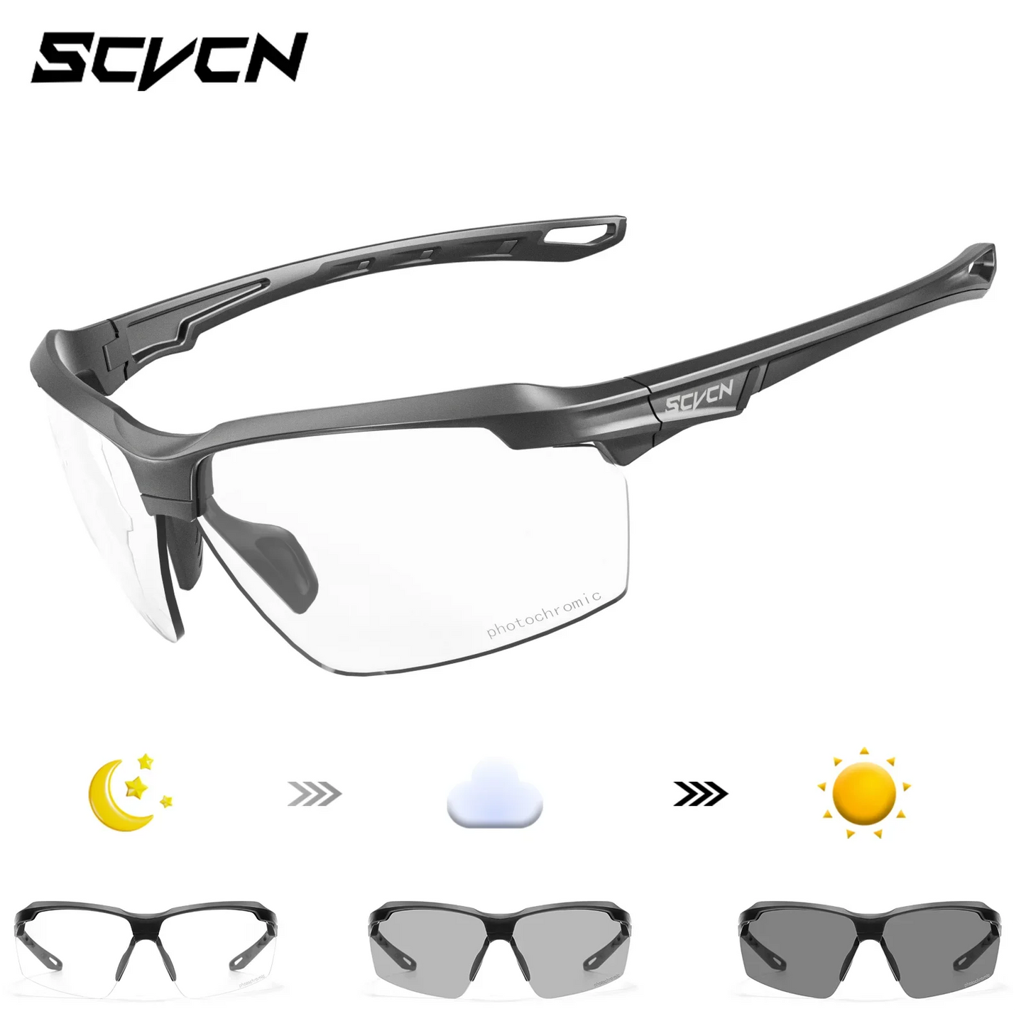 Lunettes tactiques SCVCN photochromiques polarisées - Protection anti-éclats pour airsoft, tir, chasse, vélo - Homme