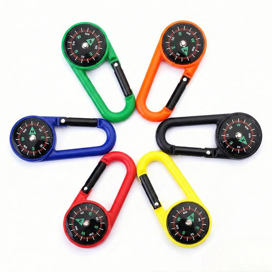 Boussole extérieure Mousqueton Mini Porte-clés Camping Alpinisme Randonnée Boucle de Sac à Dos avec Boussole Cadeaux de Survie pour Enfants