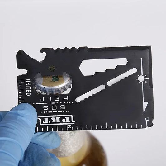 Carte outil multifonction 14-en-1 - Acier inoxydable qualité militaire - Coupe-fil, outil d'urgence EDC survie